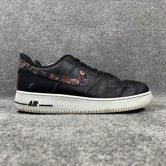 Nike Air Force 1 ‘07’ Low CZ7933-001 Men’s Size 13 Black Floral Athletic Shoes - Picture 1 of 14